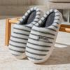Plush cotton slippers women's autumn and winter home soft bottom non-slip plush warm couple striped plush slippers men's