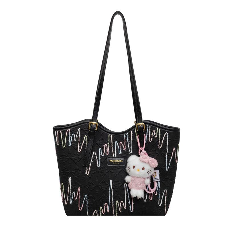New Popular Large-Capacity Simple And Cute Cartoon Women'S Bag Pendant Textured Tote Bag Commuter Shoulder Women'S Bag