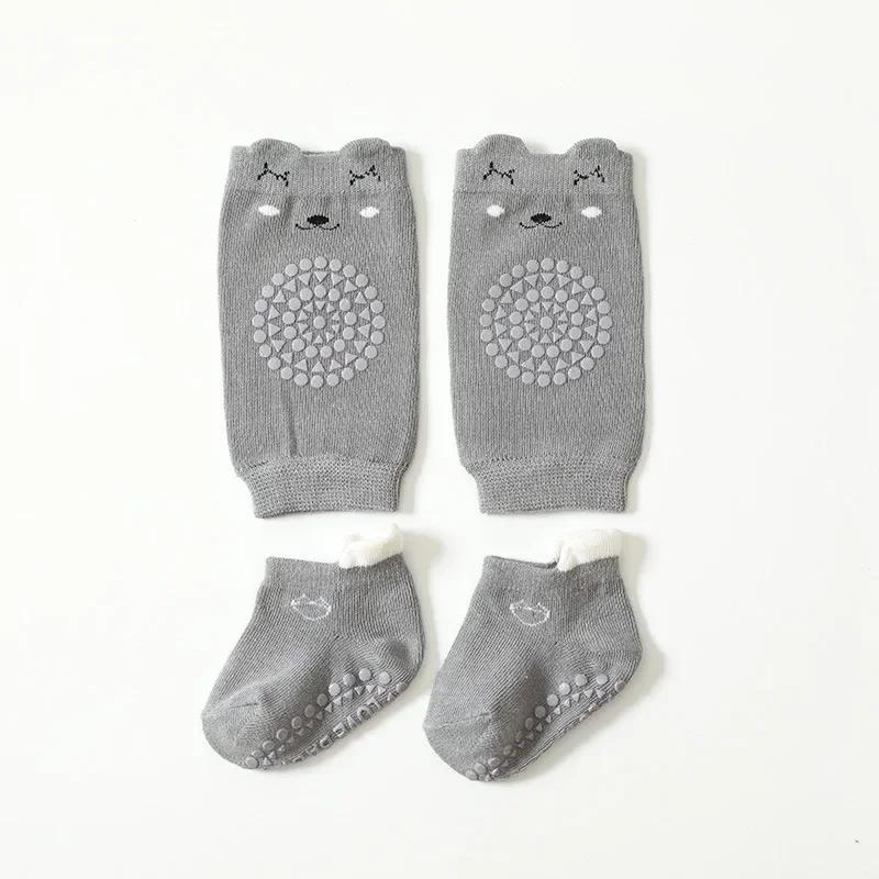 Krabbelschutzsocken Set Sommer Baby Knie Cartoon Anti-Rutsch Socken Kinder Boden Socken Knieschoner Gehen Schutz für Mädchen Jungen