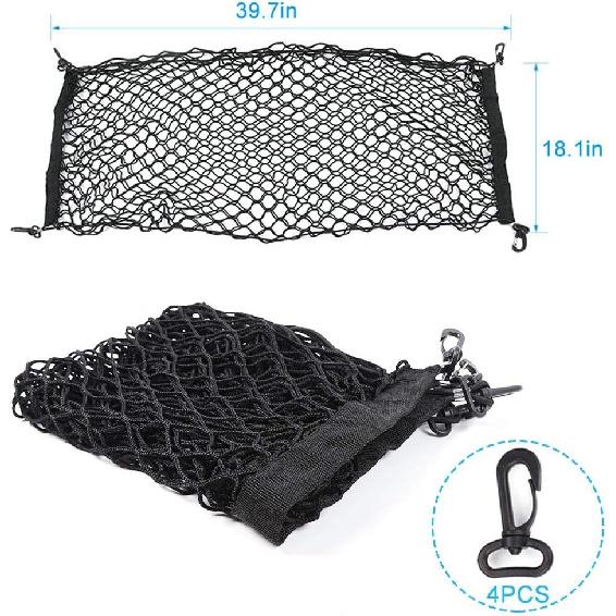 Voodonala 40 X 18 Inches Universal Mesh Envelope Trunk Cargo Storage Organizer Net Elastic Mesh Net Pickup Truck Bed Divider Compatible For Cars,