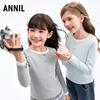 Annil Girls' 2026 Fall Round Neck Long Sleeve Knit Top