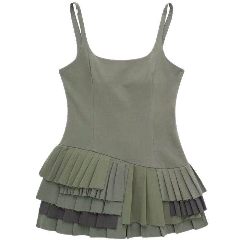Fashion Style 2024 Spring New Arrival Women's Clothing Tooling Style Pleated Sling Short Dress 3067311 505