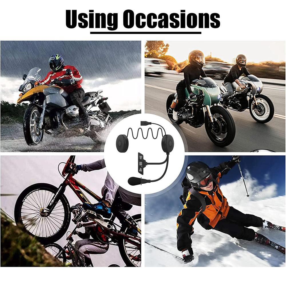 Kebidumei Bluetooth 5.2 Motorcycle Helmet Headset Wireless Handsfree Stereo Music Player Noise Reduction Moto Earphone With Mic