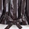 European & American Style 2025 Women's Shiny Fitted Short Leather Trench Coat