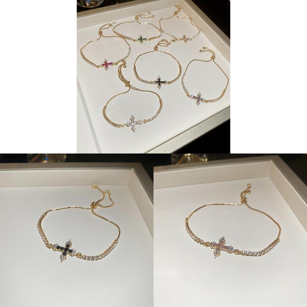 Cross Pendant Bracelet With Cubic Zirconia For Womens Fashion Accessory Gift