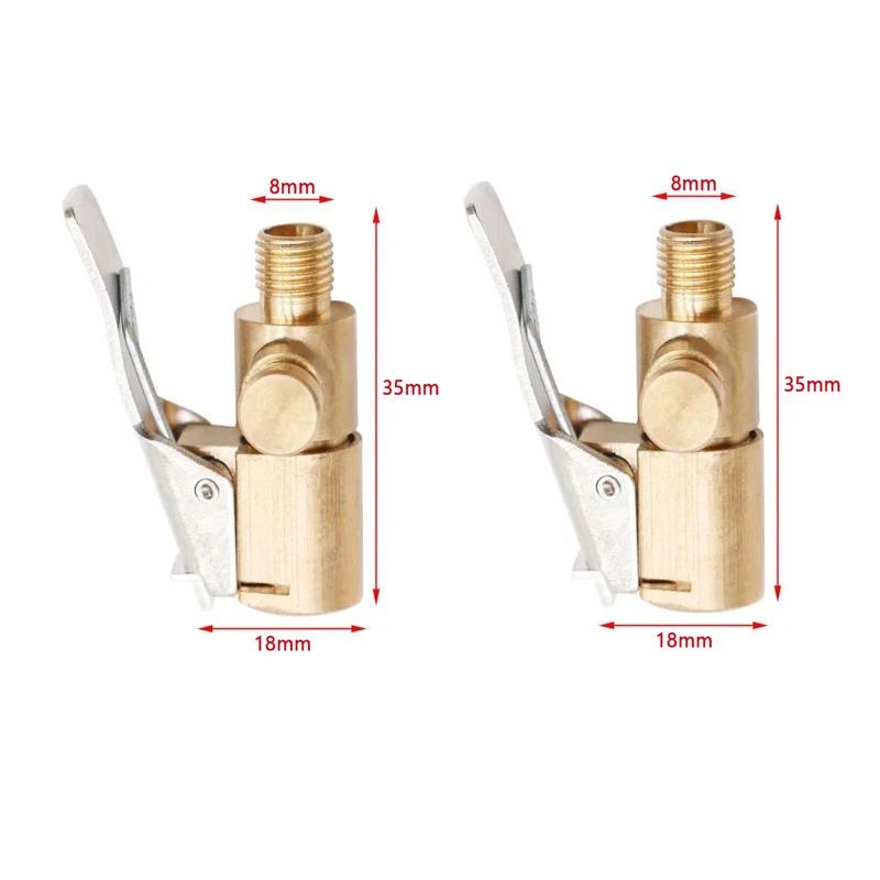 1/2/4pcs Car Tire Air Chuck Inflator Pump Valve Connector Clip-on Adapter Car Brass 6mm 8mm Tyre Wheel Valve For Inflatable Pump Valve Stems 1