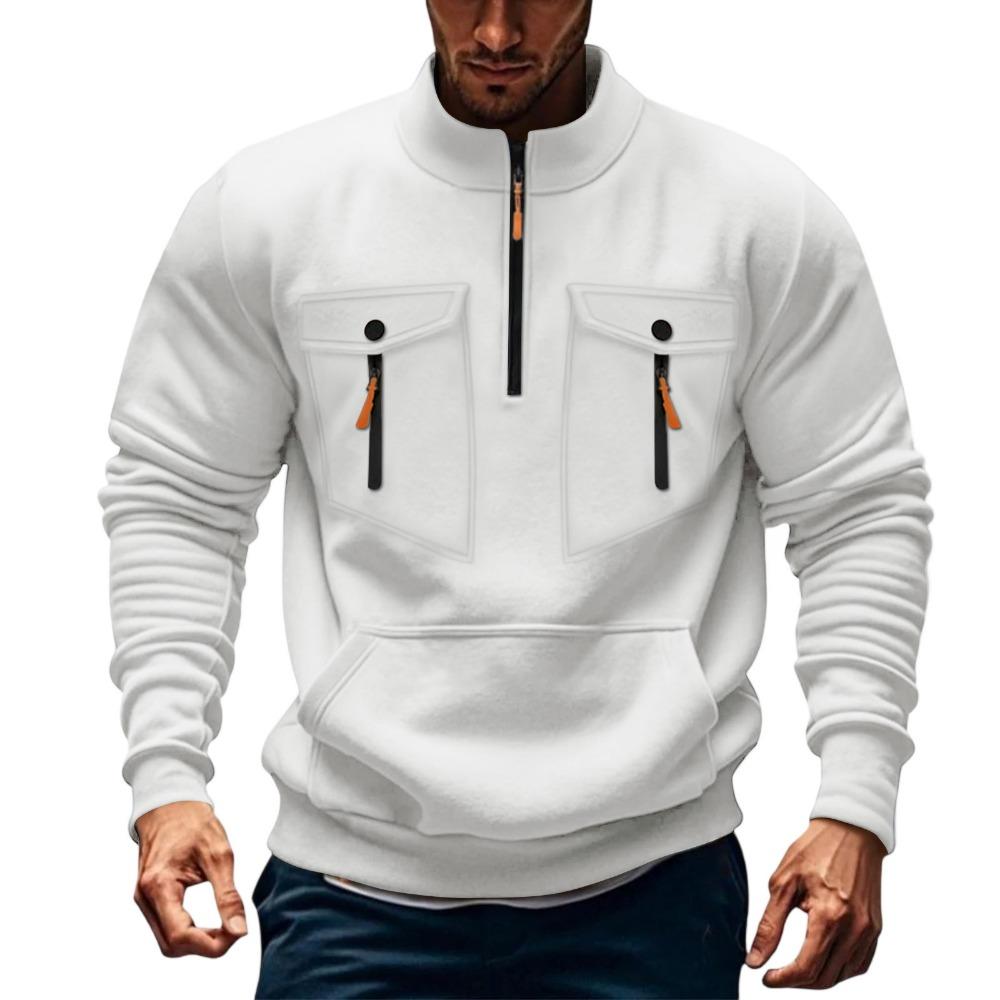 Autumn and Winter Men's Hoodie Zipper Hooded Sweatshirt Sports Casual Cardigan Jacket with Multiple Pockets Hooded