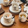Cute Kitten Ceramic Cat Claw Cup Afternoon Tea Coffee Cups with Plates Dishes Ceramic Mug for Couples and Children Drinking Milk