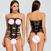 Women Sexy Lingerie Teddies Shiny Glossy Swimwear Cupless Open Crotch Teddy Thong Leotard Open Breast Bodysuit Erotic Underwear