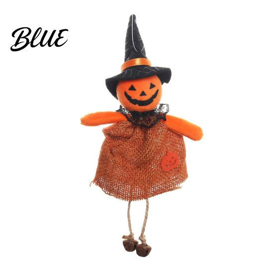 Festive Halloween Ornament Hanging Decoration Spooky Pumpkin/Ghost/Witch/Black Cat Doll with Scary Witch Burlap Skirt for Haunted House