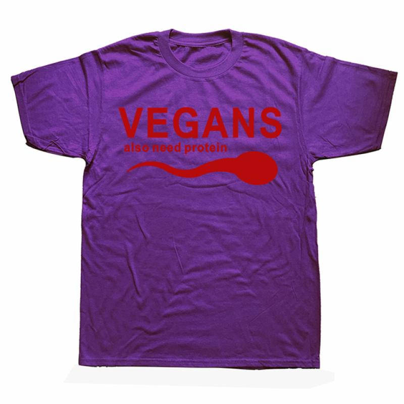 Legrační vegani také potřebují proteinový slogan dopisní trička Muži tisk Bílé 3D Zeleninové Vegetariánství Tričko Harajuku