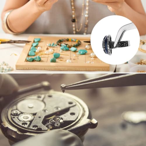 MagZen Cross Tweezers, Set of 2, with Straight, Curved, and Reverse Grips, for DIY Soldering, Jewelry, and Electronic Components