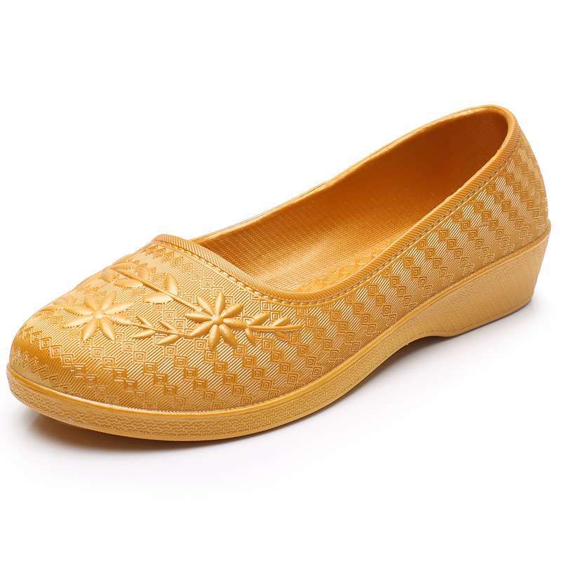 Short rain shoes waterproof and non-slip soft sole kitchen work shoes pattern casual plastic shoes women's rubber shoes water shoes rain boots