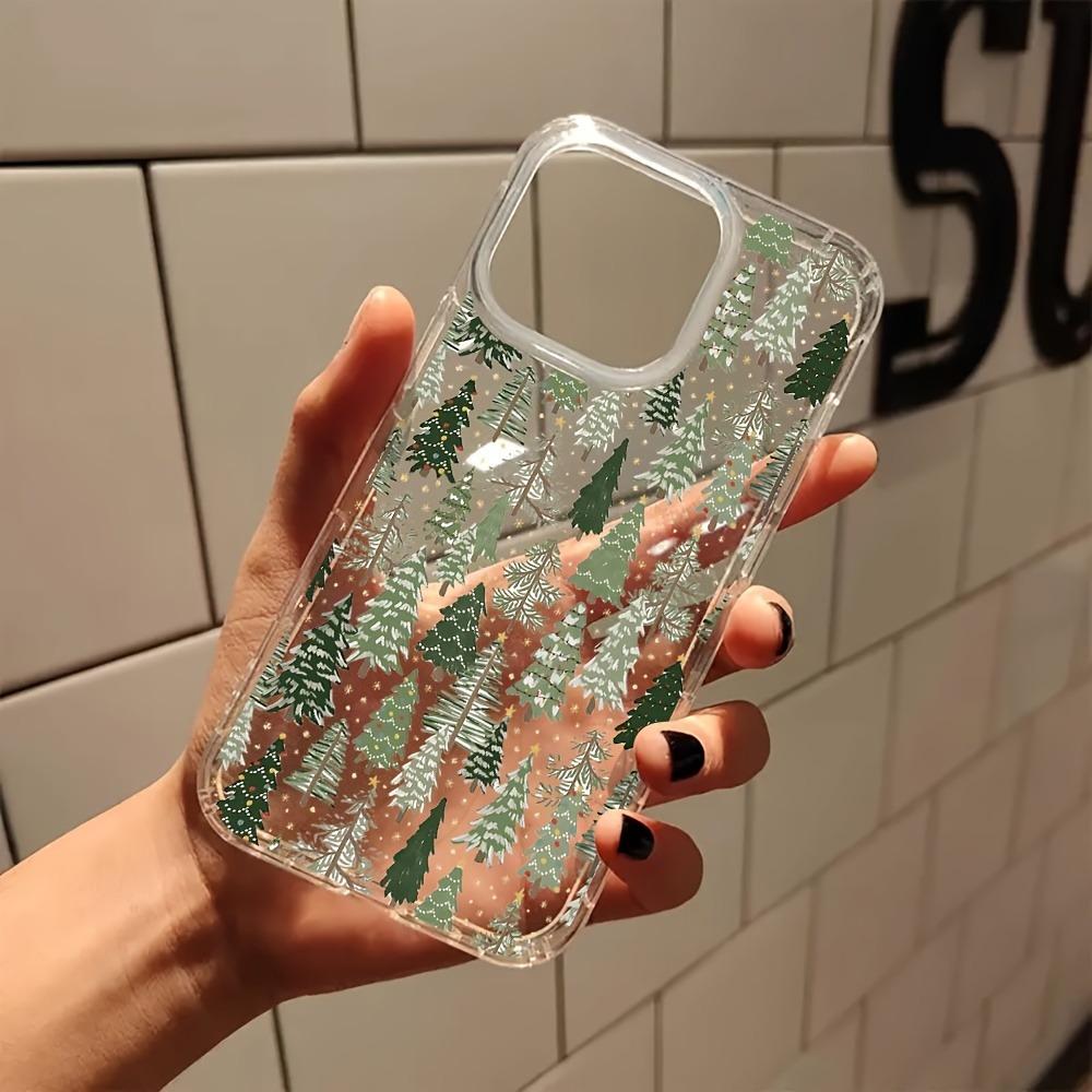 Fir Christmas Tree Aesthetic Clear Phone Case for iPhone 17 16 11 15 14 13 12 Pro Max XS X 7 8 Plus Transparent Back Phone Cover