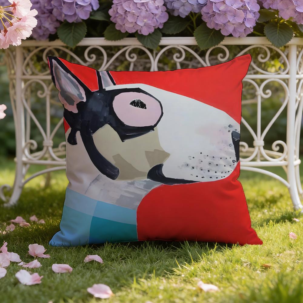 Cartoon Bull Terrier Series Cushion Cover Home & Car Dual-Scene Pillow Cover: Reversible for Premium Comfort