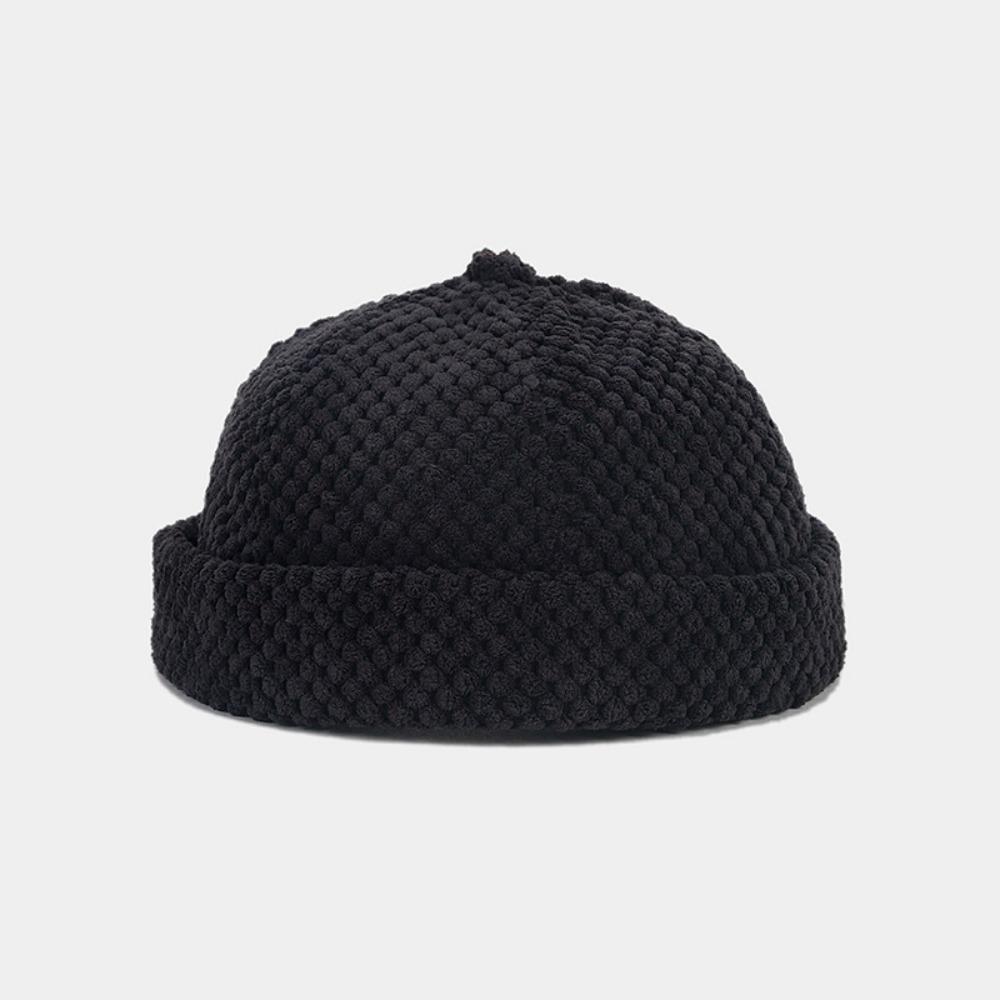 Fashion Hip Hop Skull Beanie Cap Solid Color Thick Brimless Hats Adjustable Autumn Winter Pumpkin Hat Men