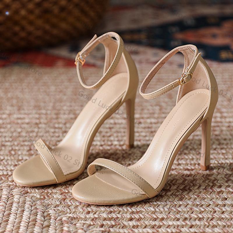 Fashion Summer Classic Sexy Pumps Women Open Toe Ankle Strap Stiletto Heel Dress Sandals Elegant Wedding Party Shoes Pumps High Heel