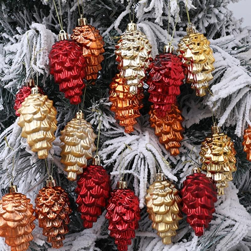 2Pieces Shimmering Pinecone Holiday Decorations Not Traditional Design Christmas Hanging Ornaments