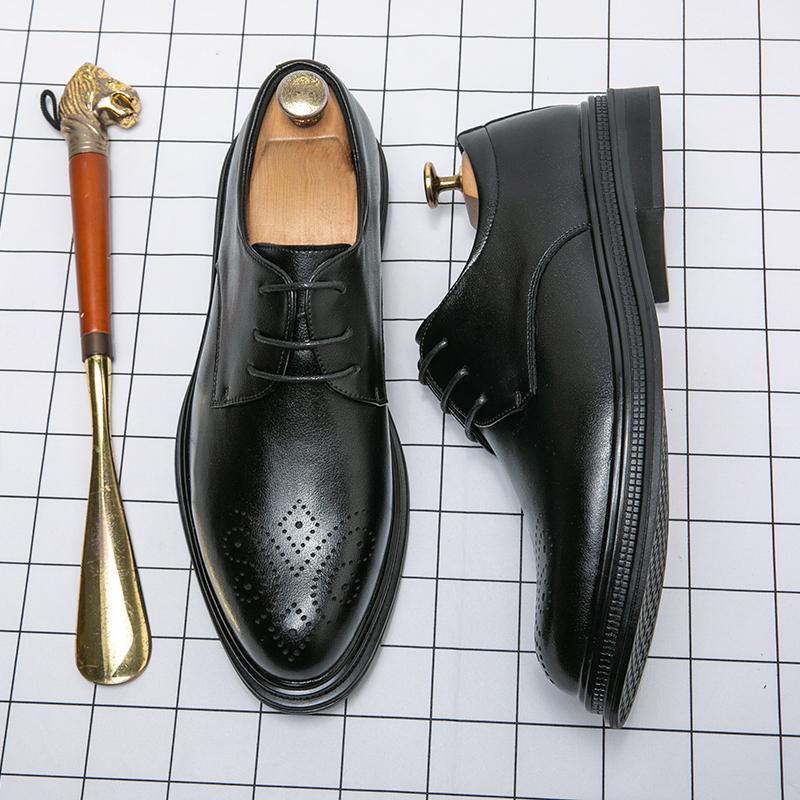 Summer Brock British style suit wedding groom business dress casual heightening leather shoes brown