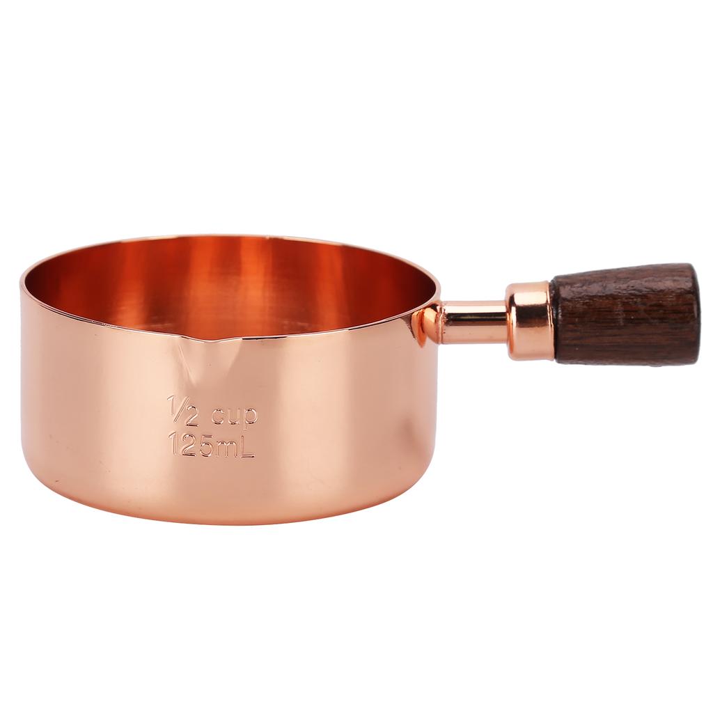 Sauce Pan Wooden Handle Rose Gold Stainless Steel Sauce Pot for Cooking Kitchen Ware1/4cup