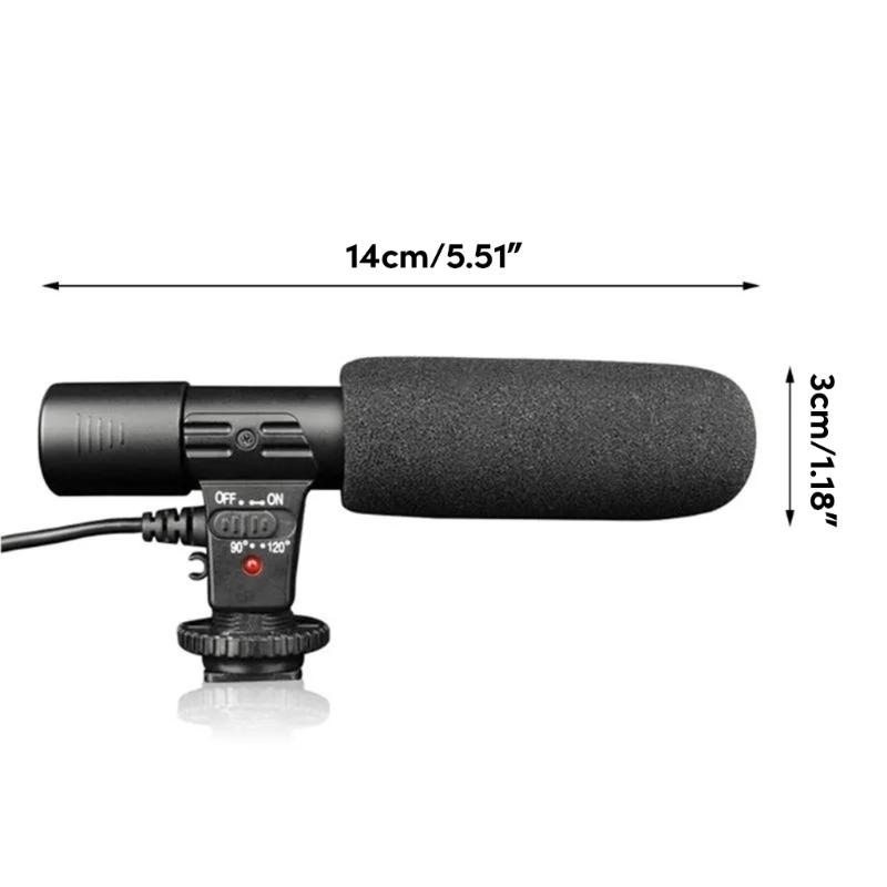 Portable Condenser Stereo Microphone Mic with 3.5mm Hot Shoe Mount for DSLR Camera Camcorders Interviews Accessories