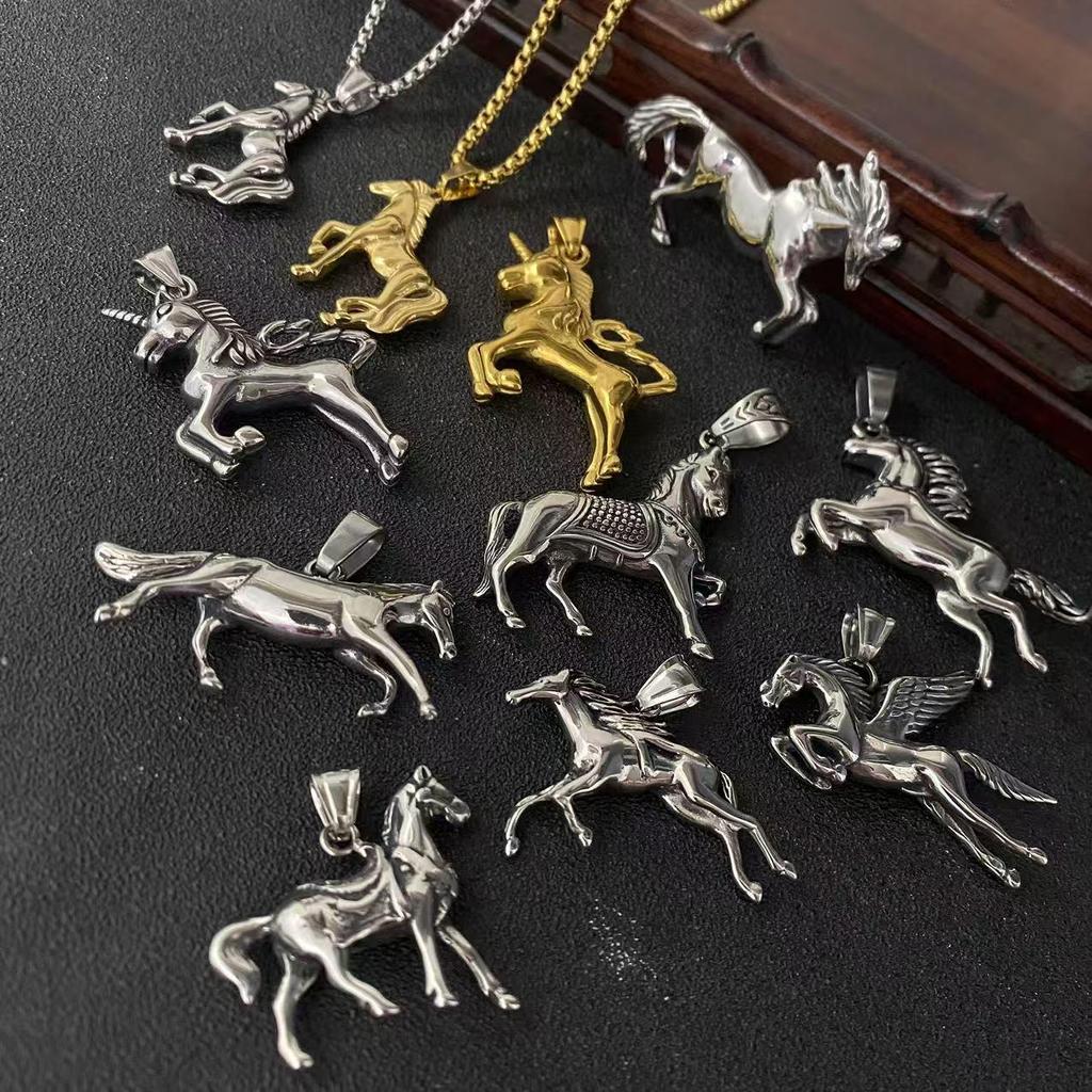 Stainless Steel Plated Creative DIY Jewelry Accessories Horse Pendant