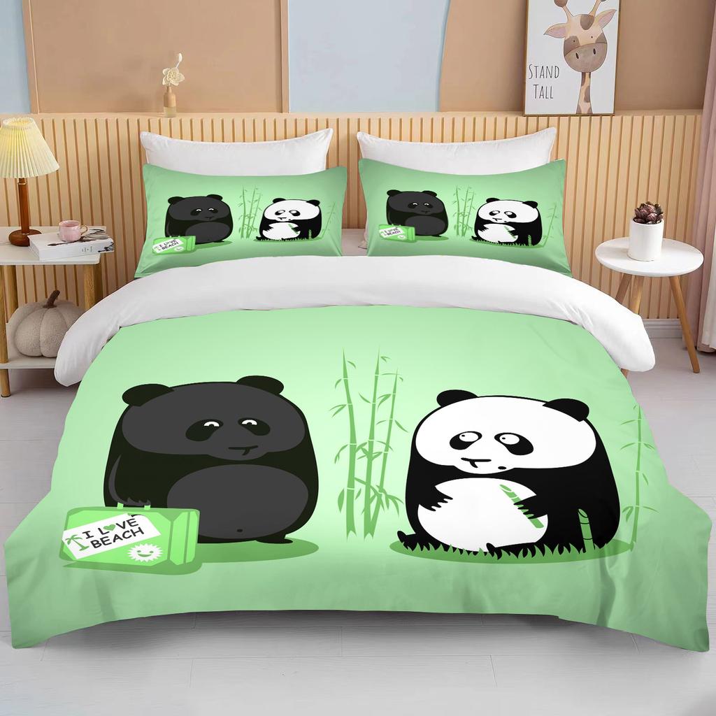 10 sizes CutePanda Bedding 3 Piece Set king size double bed bedding set microfiber or polyester duvet cover set  bedroom bed set