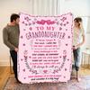 Granddaughter Gift Flannel Blanket, Pink Floral Design with Special Message, Soft Cozy Throw for Nap Travel, Keepsake Home Decor