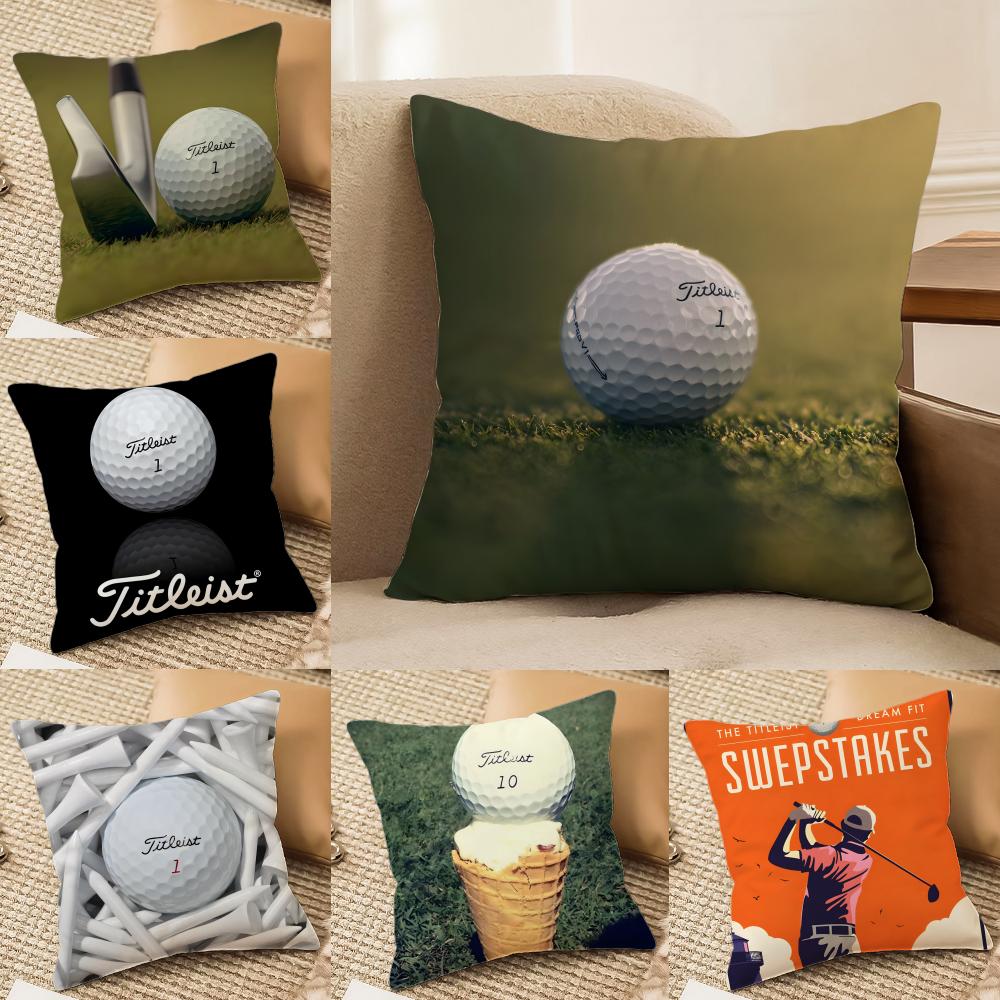 Popular Golf Sports TTitleistSFamous Pillow Case DoubleSided Plush Sofa Cushion Covers Organic Breathable Invisible Zipper