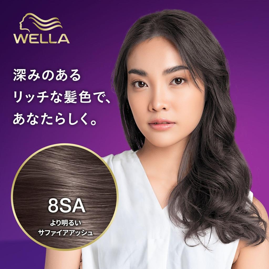 Wella Wellatone Gray Hair Cream Lighter Sapphire Vibrant Hair Color Lasts 6 2+1 Dye, Type, 8SA, Ash, Weeks, Quasi-drug
