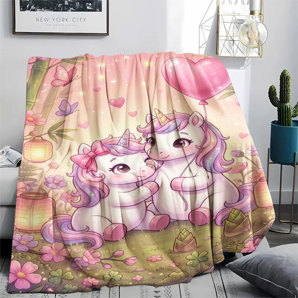 Unicorn Animal Print Flannel Blanket, High Quality Comfortable for All Seasons, Home Decor, Warmth and Comfort, Perfect for Christmas Gifts138
