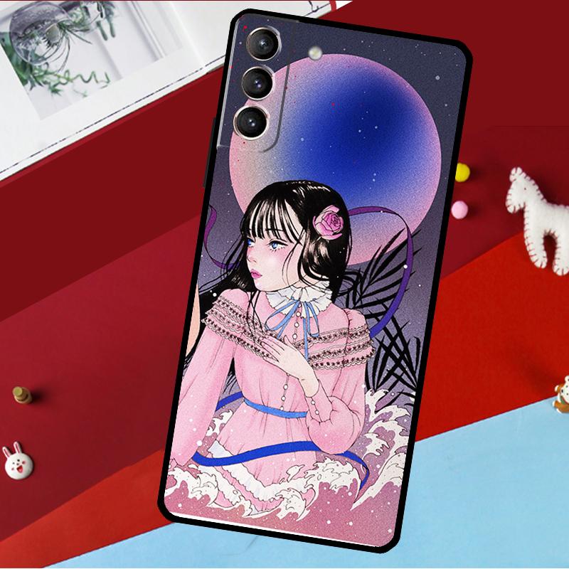 Cartoon Girl Aesthetic Funda For Samsung Galaxy S26 S25 S24 S22 S23 Ultra Plus S20 S21 FE S9 S10 S25 FE Phone Case