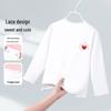 Yiershuang Girls' Ruffle Neck Basic Long-Sleeve T-Shirt