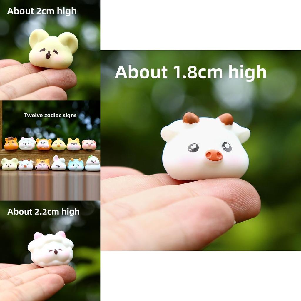 Chinese Zodiac Cute Resin Figures Animal Head Desktop Decor Gift For Collectors And Kids