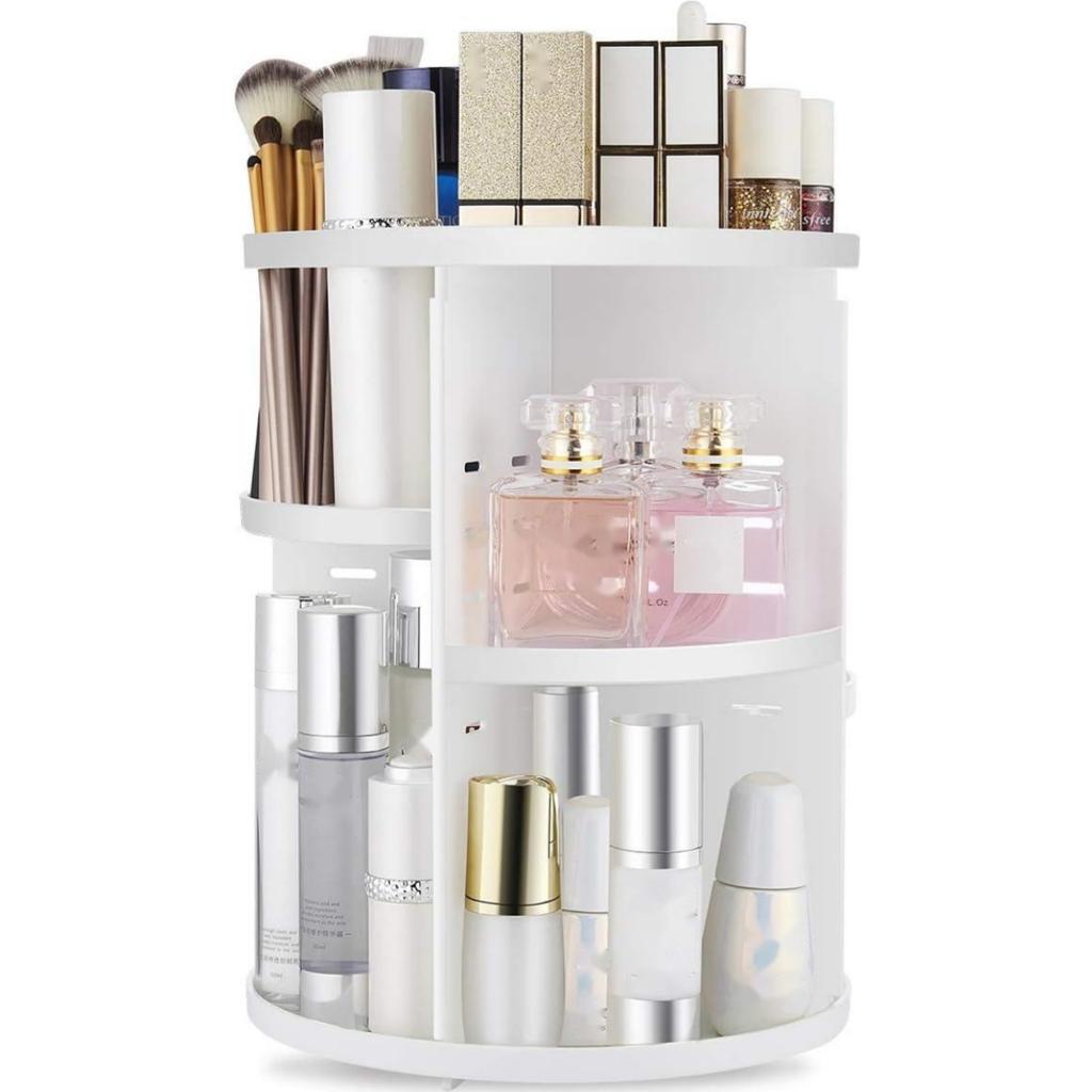 1pc 360 Spinning Makeup Organizer, Lazy Susan Rack Cosmetic Carousel Storage Shelf, Great for Countertop and Bathroom, Clear
