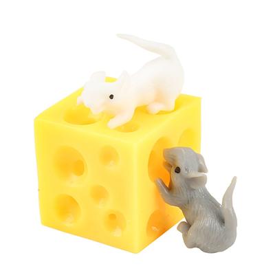 Queijo Espremedor Borracha Queijo Simulado com 2 Ratos Mini Brinquedo Sensorial para Alívio de Estresse Ansiedade