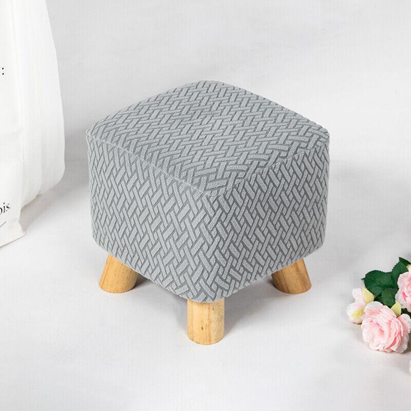 Square Stool Covers Thick Stretch Knitting Round Seat Covers Living Room Chair Cover Small Footstool Ottoman Slipcover Protector