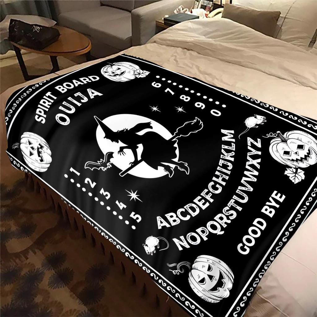 1PC Spirit Board Ouija Print Plush Blanket Perfect All Seasons Soft Comfortable Sofa Office Travel Festive Gift