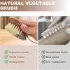 Natural Solid Wood Kitchen Cleaning Brush Dual Bristle Fruit Vegetable Scrub Brush Dish Pot Sink Scrubber with Hanging Rope for Potato Carrot Cookware