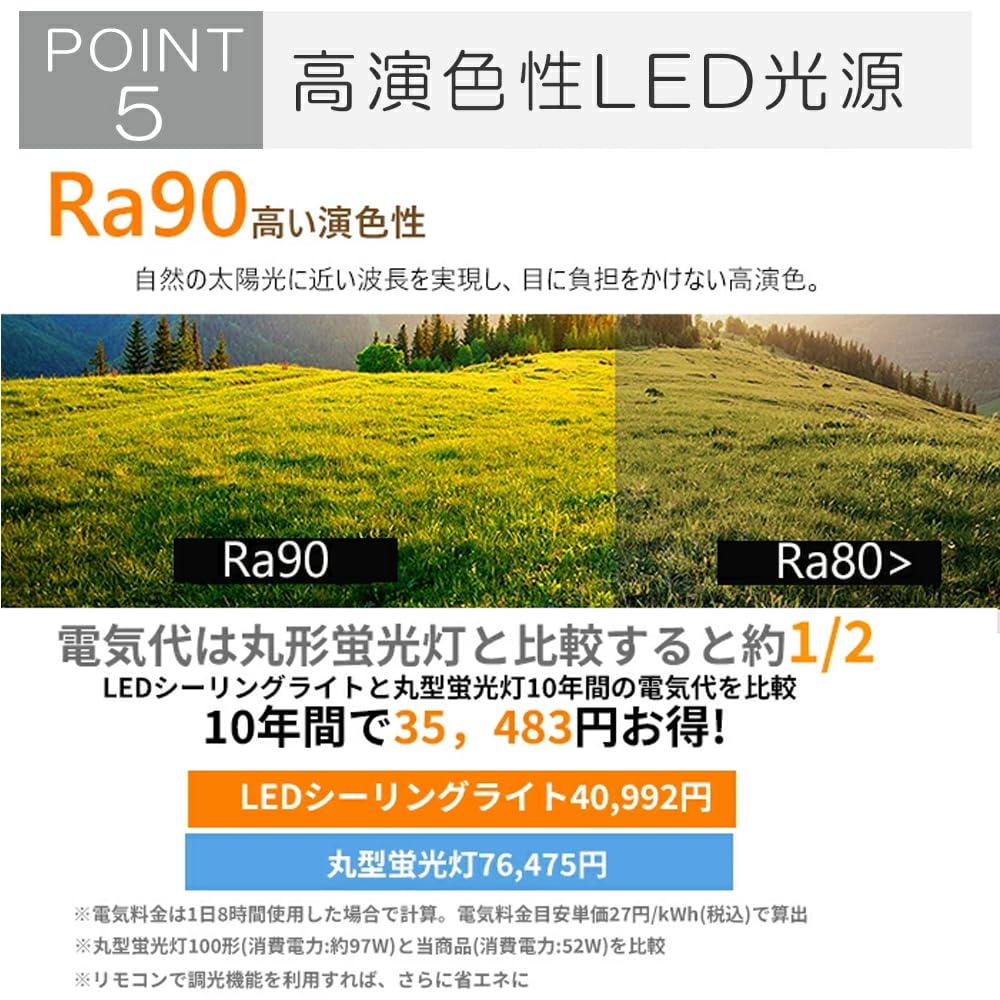 Bright LED Ceiling Light with Dimmable and Color Adjustable, Remote Control Included, Suitable for Children's Rooms (6-tatami, 8-tatami, 10-tatami,