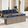 9 Piece Grey Garden Sofa Set with Cushions