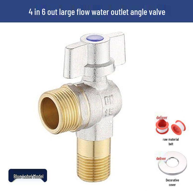 Universal All-Copper Gas Water Heater Valve: Hot/Cold Flow, 4/6 Point Angle Stop & Triangle Valve