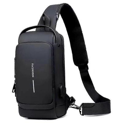 Men'S Chest Bag - Anti-Theft Crossbody Sling with USB Charging Port, Sport & Travel Messenger Pack