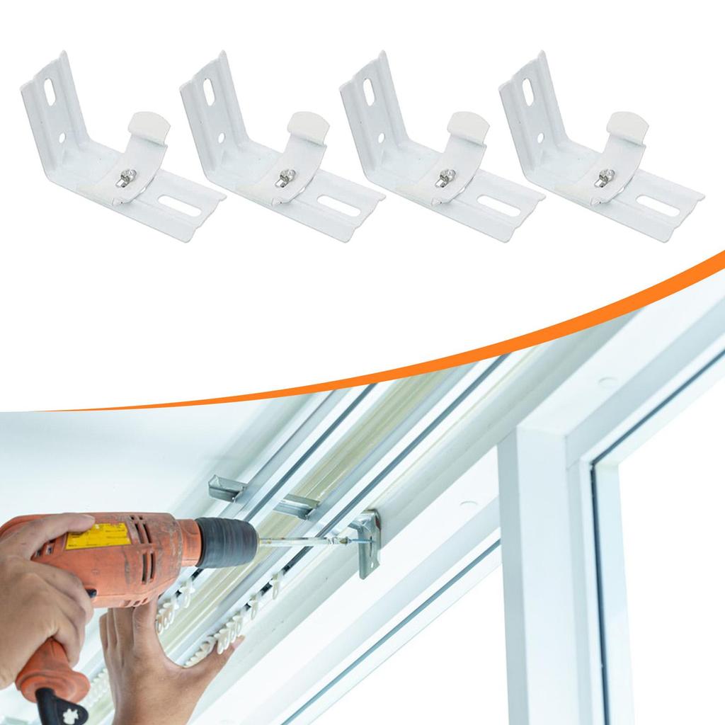 4-Piece Brackets, Heavy-Duty Portable Spare Parts for Window Headrail Mounting, Professional Iron