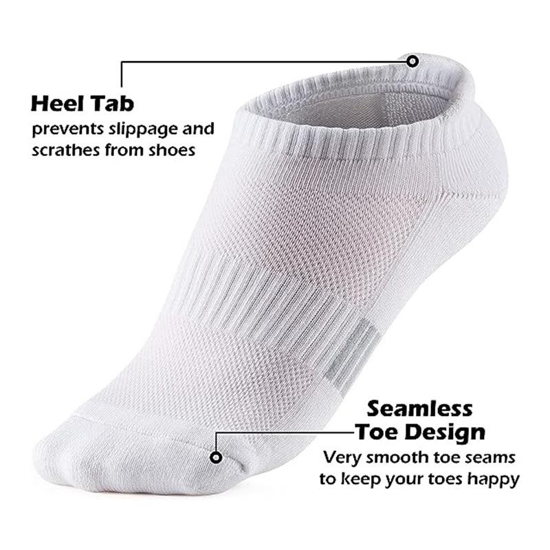 5 Pairs Womens Sport Ankle Socks Single Color Running Athletic Cushioned Sole Socks with Tab