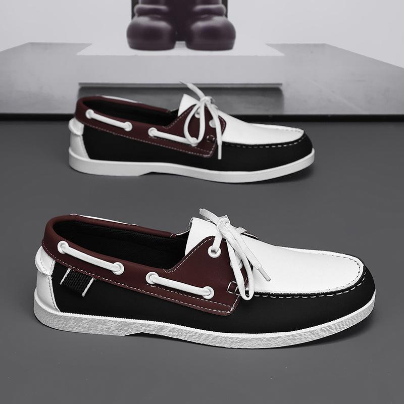 Personalized Summer Men's New Lace-up British Style Versatile Doudou Shoes Breathable Casual Work Commuting Lazy Shoes