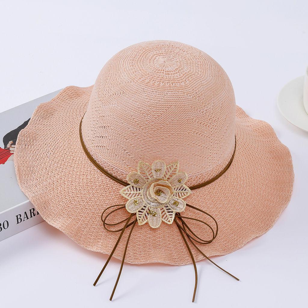 Ladies' Summer Sun Hat Fashionable Foldable Sun Hat Basin Hat Sunscreen UV Flower Cool Hat