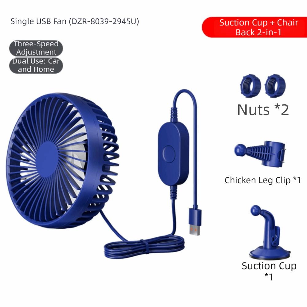 Quiet Operation Dual-Head Car Fan Multi-Angle Adjustable Electric Fan  Driving Environment