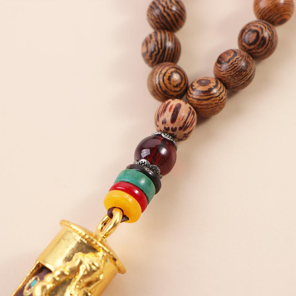 Ethnic Women Jewelry Horn Mala Nepal Long Necklace Wood Beads Necklace Pendant