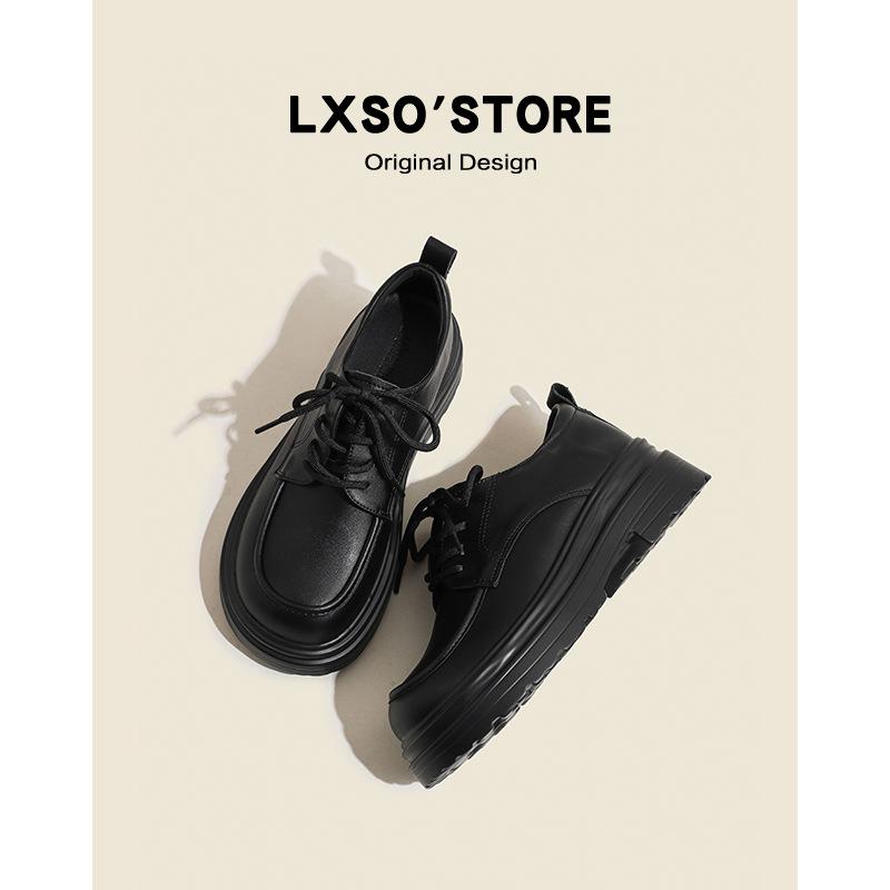 Black small leather shoes women's British style 2025 summer new leather versatile comfortable soft-soled single shoes platform loafers